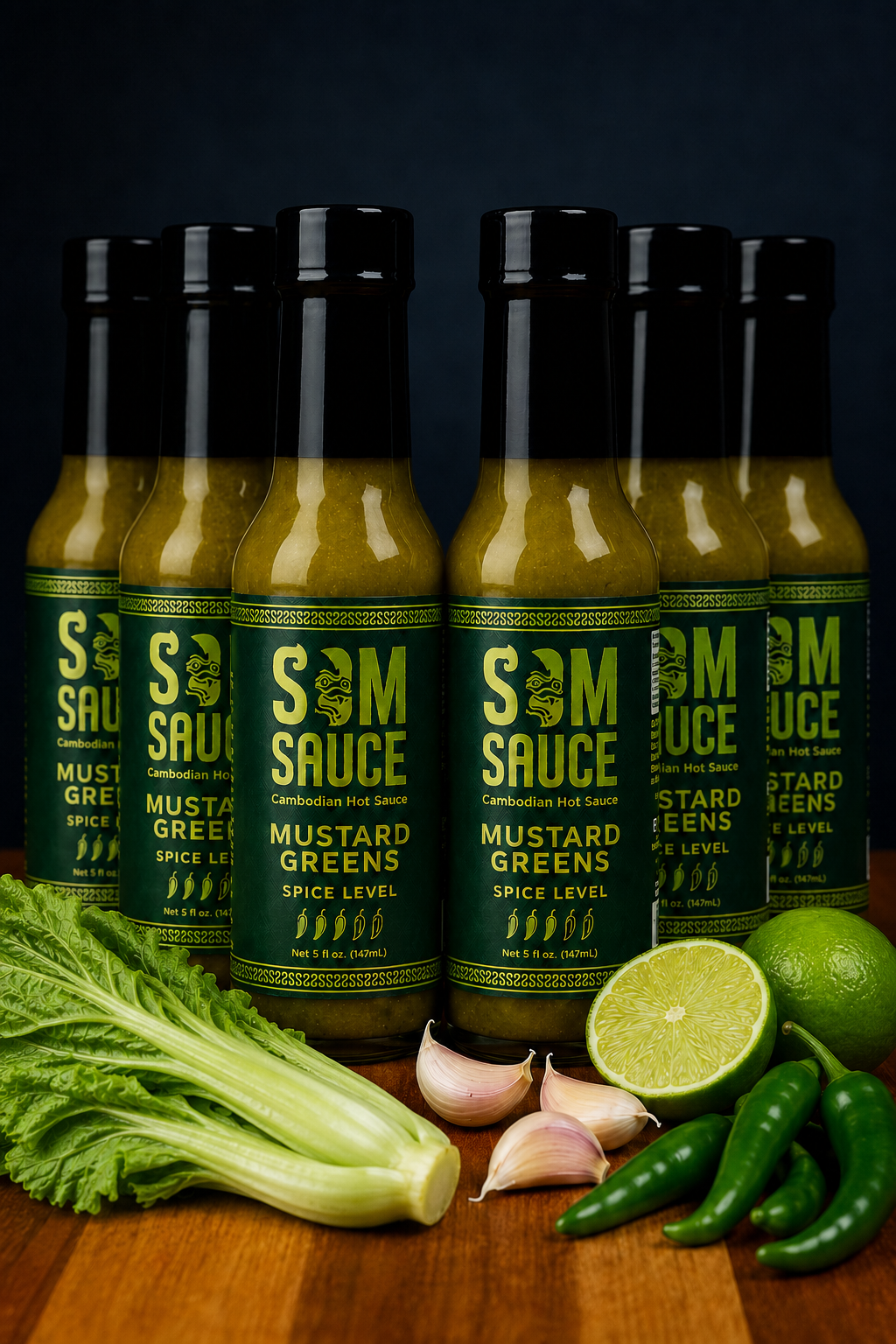 SOMSAUCE Mustard Greens Hot Sauce 6-Pack | Blessed & Small-Batch