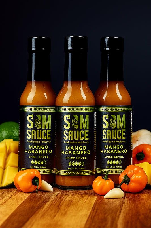 3-Pack: SOMSAUCE Mango Habanero Hot Sauce 3-Pack | Share the Sweet Heat